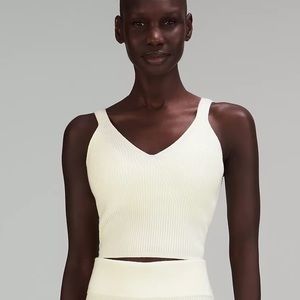 Lululemon Ribbed Knit Cropped Tank Top size 6 lemon sorbet